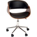 Armenartfurniture ArmenArtFurniture LCJUOFCHBL Julian Modern Chair In Black And Walnut Veneer Back and Chrome LCJUOFCHBL